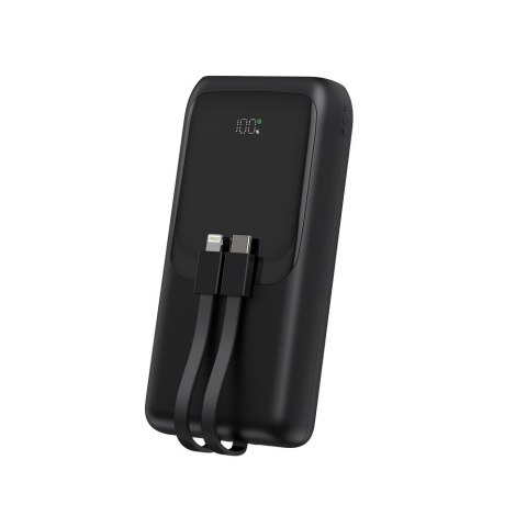 GEMBIRD POWERBANK O POJEMNOŚCI 20000MAH, SZYBKIE ŁADOWANIE 20W, WYŚWIETLACZ LCD, ZINTEGROWANE KABLE KOLOR CZARNY