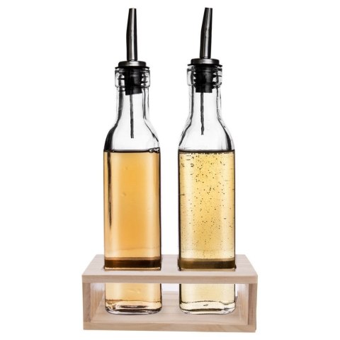 Butelki na Oliwę Ocet z Dozownikami Szklane ze Stojakiem ORION 2 x 300 ml