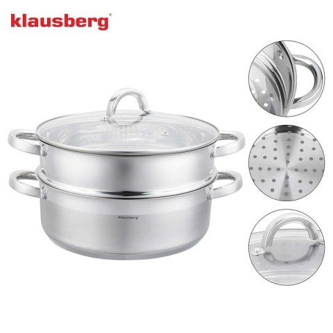 PŁASKI GARNEK NA PARĘ KLAUSBERG 3 ELEM. 24cm KB-9072