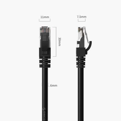 Kabel sieciowy Ethernet CAT6 1000Mbps RJ45 internetowy LAN okrągły 8 m - czarny