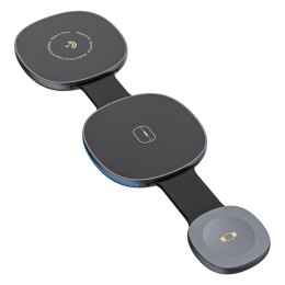 Ładowarka bezprzewodowa 3w1 na smartfon smartwatch słuchawki MagSafe - czarna