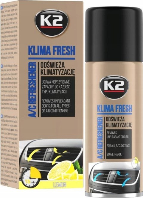 K2 KLIMA FRESH LEMON Odświeżacz Do Klimatyzacji I Nawiewów 150ml K222