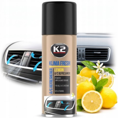 K2 KLIMA FRESH LEMON Odświeżacz Do Klimatyzacji I Nawiewów 150ml K222