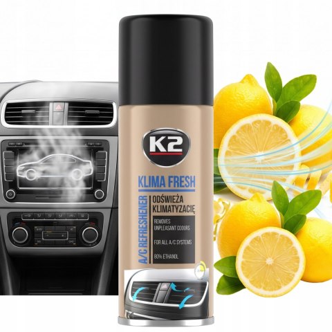 K2 KLIMA FRESH LEMON Odświeżacz Do Klimatyzacji I Nawiewów 150ml K222