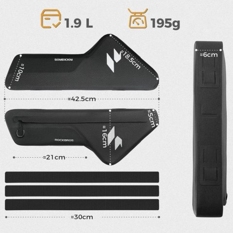 Torba rowerowa pod ramę wodoodporna 1.9 l - czarna