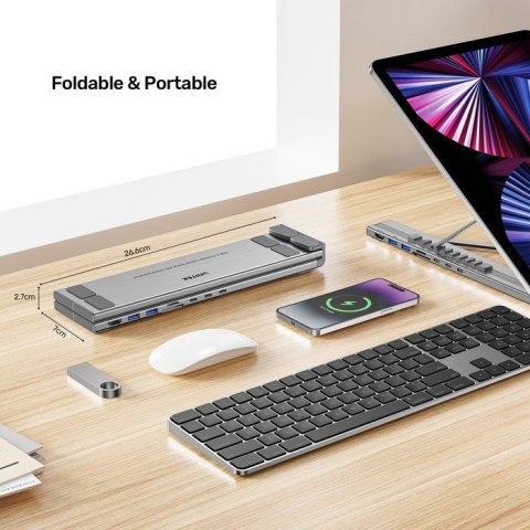 UNITEK PODSTAWKA POD LAPTOP REGULOWANA + HUB USB-C/A, HDMI 2.0, PD 100W