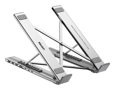 UNITEK PODSTAWKA POD LAPTOP REGULOWANA + HUB USB-C/A, HDMI 2.0, PD 100W