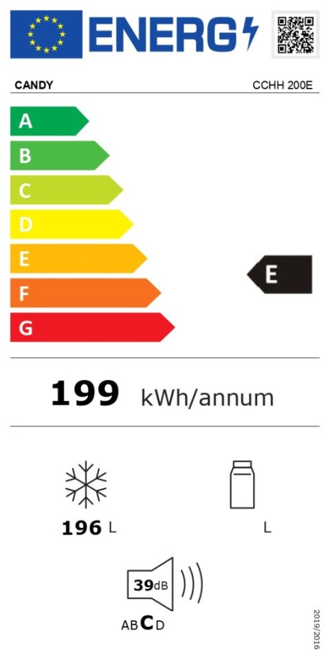 Candy Candy | Zamrażarka | CCHH 200E | Klasa efektywności energetycznej E | Komoda | Wolnostojąca | Wysokość 84,5 cm | Pojemność całko