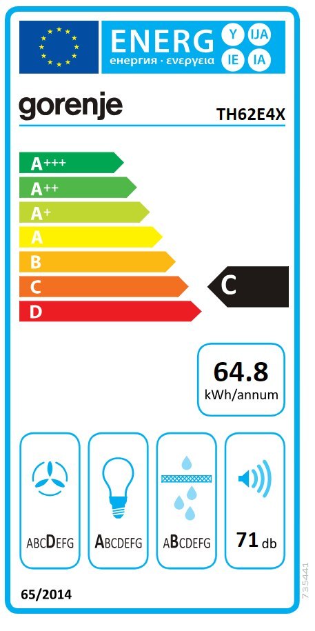 Gorenje Gorenje | Okap | TH62E4X | Teleskopowy | Klasa efektywności energetycznej C | Szerokość 60 cm | 450 m³/h | Sterowanie mechaniczn