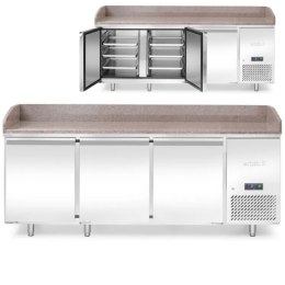 Stół chłodniczy do pizzy z granitowym blatem rantem 3-drzwiowy 375 l 400 W 201x80x88 cm