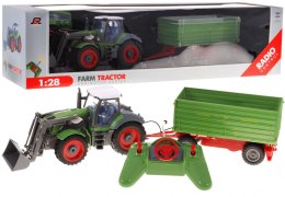 ND28_14150_ZRC_QY8301AG Traktor z koparką i przyczepą dla dzieci 3+ Zdalnie sterowany + Ruchome elementy Zielony