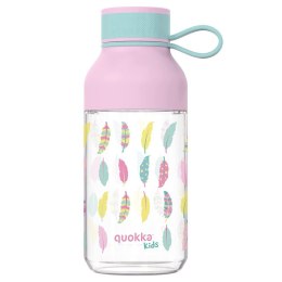 ND38_40153 Quokka Ice Kids with strap - Butelka na wodę z tritanu 430 ml z paskiem (Feathers) QUOKKA