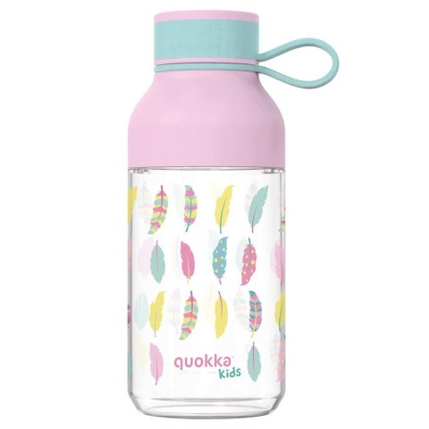 ND38_40153 Quokka Ice Kids with strap - Butelka na wodę z tritanu 430 ml z paskiem (Feathers) QUOKKA