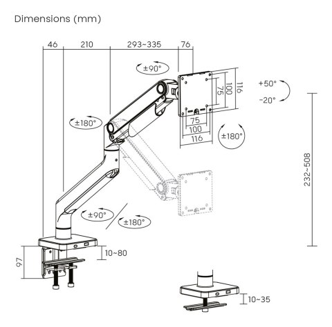 Digitus Uchwyt do pojedynczego monitora, 49", 20 kg