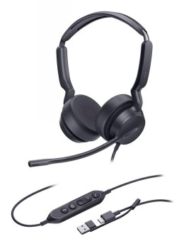Yealink UH42 Dual Teams USB-C/A Zestaw słuchawkowy Przewodowa Opaska na głowę Połączenia/muzyka USB Type-C / USB Type-A Czarny