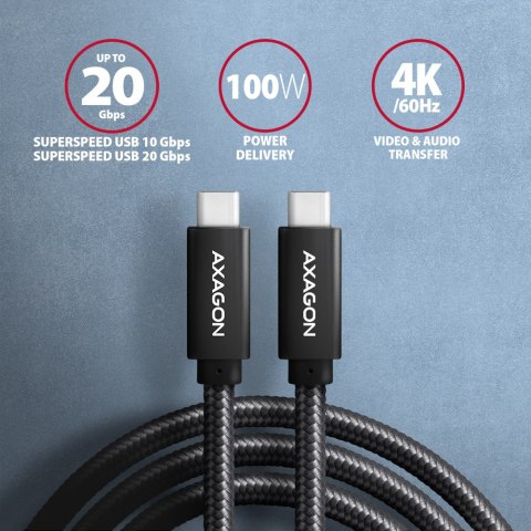 AXAGON AXAGON Data and charging USB 2.0 cable, 1.5 m | BUCM32-CM15AB | USB-C to USB-C
