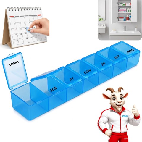 PAKO Organizer Pojemnik Na Leki 7 Dni Niebieski 15x3x2cm
