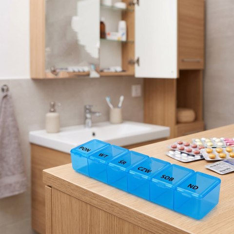 PAKO Organizer Pojemnik Na Leki 7 Dni Niebieski 15x3x2cm