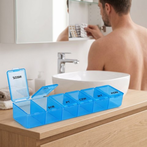PAKO Organizer Pojemnik Na Leki 7 Dni Niebieski 15x3x2cm
