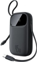 BASEUS ENERFILL F31 QPOW3 20000MAH 22.5W Powerbank z wyświetlaczem cyfrowym/ 2 wbudowanymi kablami ( USB-C + LIGHTNING) - Czarny