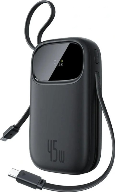 BASEUS ENERFILL F31 QPOW3 20000MAH 22.5W Powerbank z wyświetlaczem cyfrowym/ 2 wbudowanymi kablami ( USB-C + LIGHTNING) - Czarny