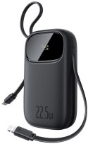 BASEUS ENERFILL F31 QPOW3 20000MAH 22.5W Powerbank z wyświetlaczem cyfrowym/ 2 wbudowanymi kablami ( USB-C + LIGHTNING) - Czarny