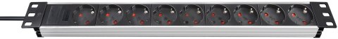 Brennenstuhl 1390007009 rozgałęziacz 2 m 9 x gniazdo sieciowe Aluminium, Czarny