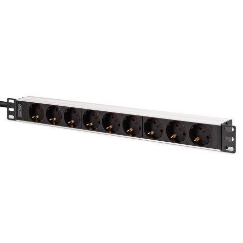 Digitus DN-95440 rozdzielacz zasilania PDU 9 x gniazdo sieciowe 1U Czarny, Srebrny