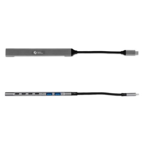 BakkerElkhuizen USB-C Hub 7-in-1 (3A+4C) USB Type-C 5000 Mbit/s Czarny, Szary