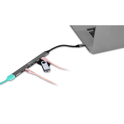 BakkerElkhuizen USB-C Hub 7-in-1 (3A+4C) USB Type-C 5000 Mbit/s Czarny, Szary
