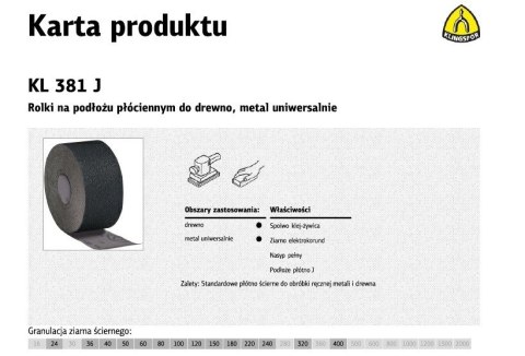 KLINGSPOR PŁÓTNO ROLKA 150mm 36 KL381J (30mb)