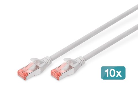 Kabel krosowy (patch cord) RJ45-RJ45, kat.6, S/FTP, AWG 27/7, LSOH, 2m, szary, 10szt