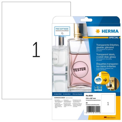 HERMA 8020 etykiet do nadruku Przezroczysty Samoprzylepne etykiety do drukowania