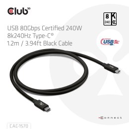 CLUB3D CAC-1570 kabel USB USB4 Gen 2x2 1,2 m USB C 80 Gbit/s 240 W Czarny