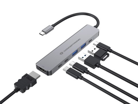 Conceptronic DONN33G stacja dokująca Przewodowa USB 3.2 Gen 1 (3.1 Gen 1) Type-C Srebrny