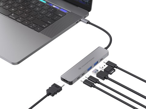 Conceptronic DONN33G stacja dokująca Przewodowa USB 3.2 Gen 1 (3.1 Gen 1) Type-C Srebrny