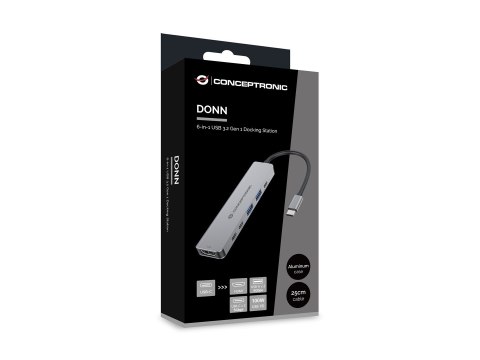 Conceptronic DONN33G stacja dokująca Przewodowa USB 3.2 Gen 1 (3.1 Gen 1) Type-C Srebrny