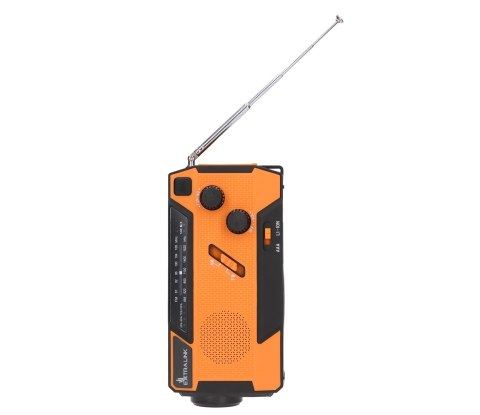 Extralink RADIO AWARYJNE SOLARNE Z KORBKA DYNAMO POWERBANK 4000MAH Z LATARKA SOS SR-4000 Przenośny Analogowy Czarny, Pomarańczow