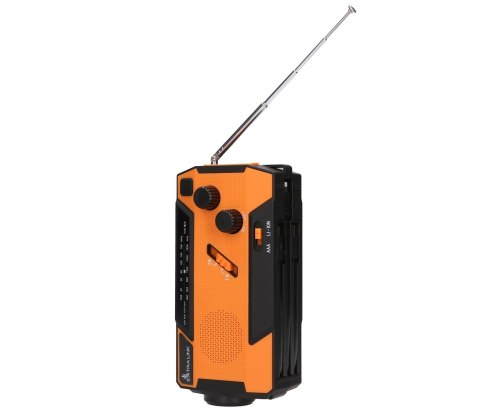 Extralink RADIO AWARYJNE SOLARNE Z KORBKA DYNAMO POWERBANK 4000MAH Z LATARKA SOS SR-4000 Przenośny Analogowy Czarny, Pomarańczow