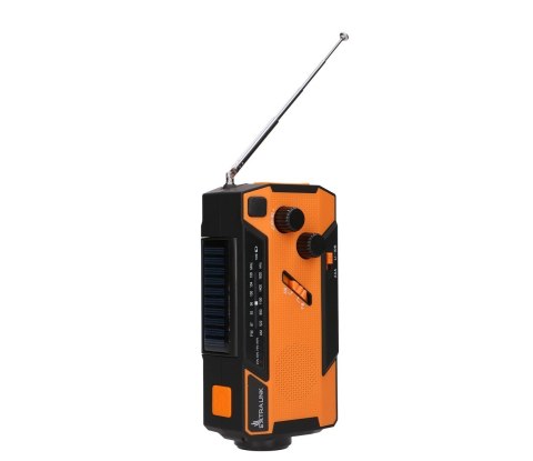 Extralink RADIO AWARYJNE SOLARNE Z KORBKA DYNAMO POWERBANK 4000MAH Z LATARKA SOS SR-4000 Przenośny Analogowy Czarny, Pomarańczow