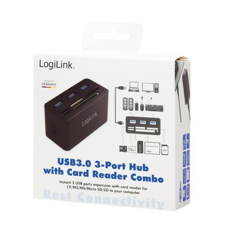 LogiLink CR0042 stacja dokująca Przewodowa USB 3.2 Gen 1 (3.1 Gen 1) Type-A Czarny