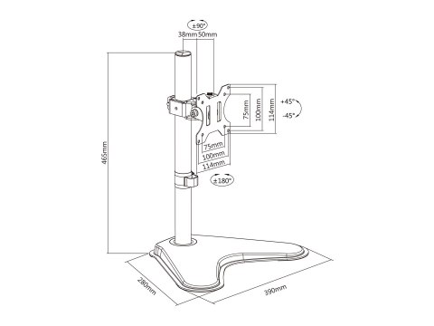 Equip 650122 uchwyt do telewizorów 81,3 cm (32") Czarny
