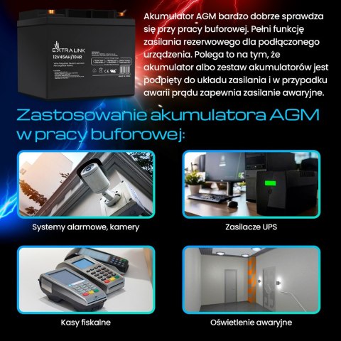 EXTRALINK AKUMULATOR BATTERY ACCUMULATOR AGM 12V 45