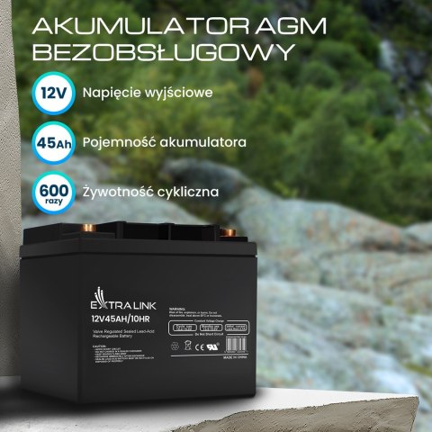 EXTRALINK AKUMULATOR BATTERY ACCUMULATOR AGM 12V 45