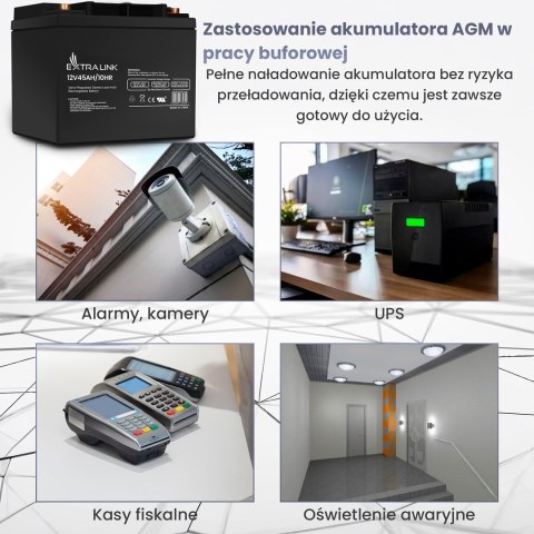 EXTRALINK AKUMULATOR BATTERY ACCUMULATOR AGM 12V 45