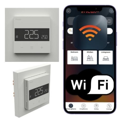 Termostat Heatit WiFi6 White RAL 9003 Wi-Fi Thermostat 3600W 16A Biały
