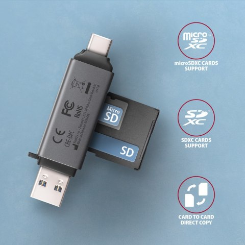 AXAGON AXAGON Mobile USB 3.2 Gen 1 MINI card reader with USB-C and USB-A connectors | CRE-DAC