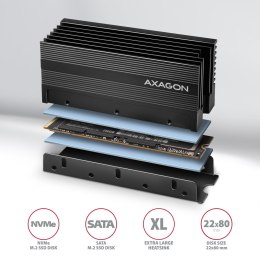 AXAGON AXAGON Passive aluminum heatsink for single-sided and double-sided M.2 SSD disks, size 2280, height 36 mm | CLR-M2XL