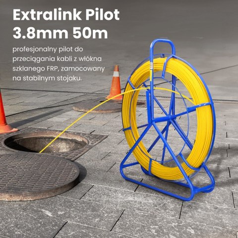 Extralink Pilot do przeciągania kabli Pilot 3.8mm 50m włókno szklane FRP, śr. 3,8mm, dł. 50m, żółty