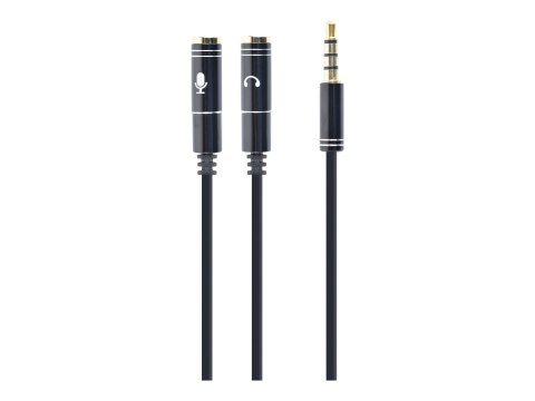 Cablexpert Kabel GEMBIRD CCA-417M (4-Pin, Mini Jack M - 2x Mini Jack F; 0,20m; kolor czarny)